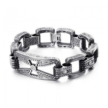   Cool Cross Floral Hollow Titanium Bracelet for Men