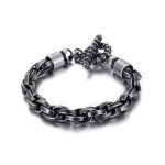   Cool fashion skull clasp titanium bracelet for men
