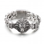  Wolf head floral titanium bracelet for men