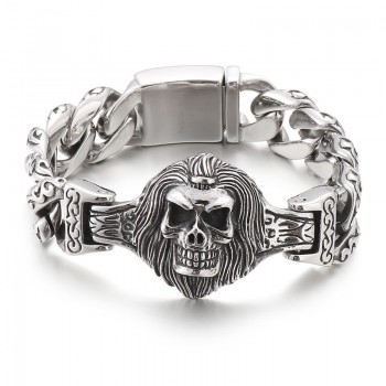  Skull head flower titanium bracelet for men