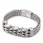Double layer double row titanium bracelet for men