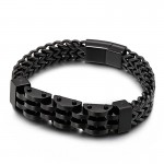 Double layer double row titanium bracelet for men