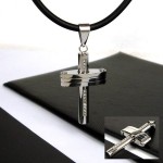 Noble Man Gemstone Cross titanium steel Pendant -New- 