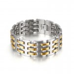 Fashion Men's titanium Bracelet with Gold Interlocking