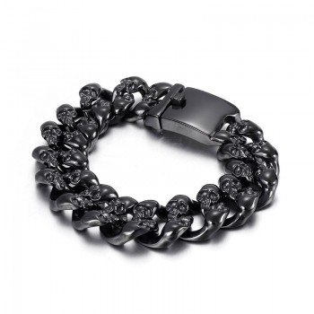   Cool Double Skull Men's titanium Bracelet