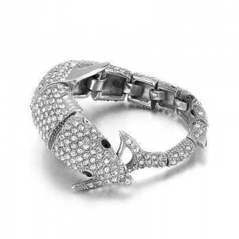  Fashion Dolphin Men's titanium Bracelet with Diamonds