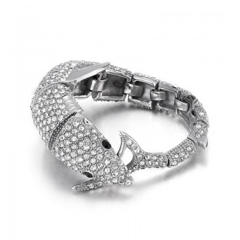  Fashion Dolphin Men's titanium Bracelet with Diamonds