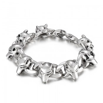  Popular Animal Head Men's Titanium Bracelet