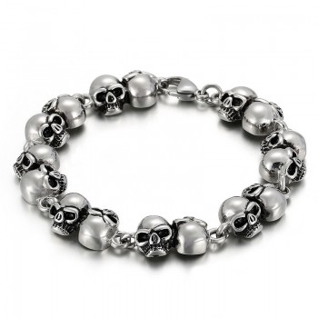  Fashion men's titanium skull bracelet