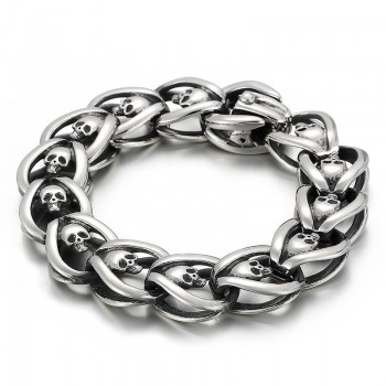  Fashion men's titanium skull bracelet