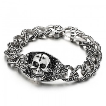  Titanium Skull Men's Bracelet