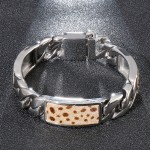 Tide men's fashion hand jewelry flower leopard print button titanium bracelet