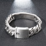 chic gothic rock style sand face bent brand men's titanium bracelet