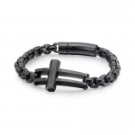 Crucifix square black titanium chain bracelet