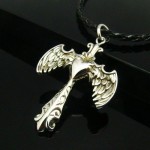 Cool Man Angle Wing Cross Titanium Steel Necklace Gift