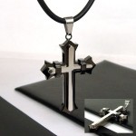 Unique Man Black Cross Titanium Steel necklace 