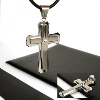 Man 2 Layer Cross Gemstone-Pure Titanium Pendant-new