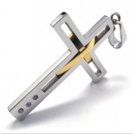 sutra man double cross titanium steel necklace -New-