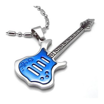 Man High Quality Blue Guitar Pure Titanium Pendant 18353