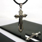 Man Juses Cross titanium steel necklace(Free chain)