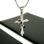 Cool Man Ring Cross Titanium Steel Necklace Free Chain