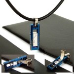Man Changeable Strip Gemstone Titanium Steel necklace