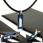 Man Changeable Strip Gemstone Pure Titanium Pendant