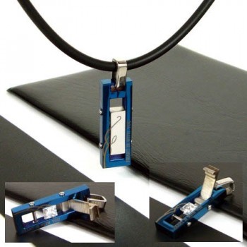 Man Changeable Strip Gemstone Pure Titanium Pendant