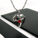 Man Shield Real Red Agate Titanium Steel necklace Gift