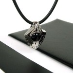 Man Shield Black Agate Pure Titanium Pendant Gift