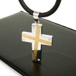 Cool Man Cross Gemstone-Titanium Steel Necklace -New-