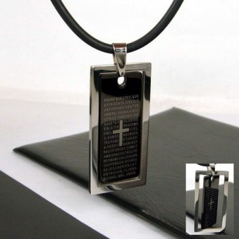 Unique Man Black Cross Bible Pure Titanium Pendant