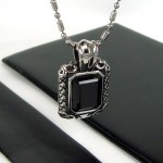 Noble Man Titanium steel black agate pendant  -New-