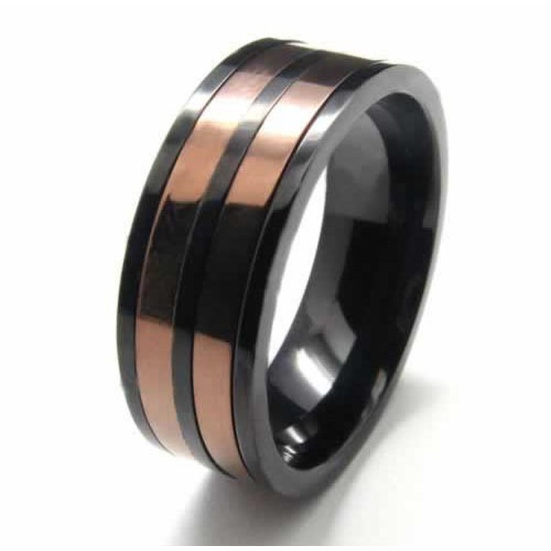 8mm Titanium Two Circles Inlaid Court Band Ring