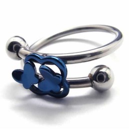 Butterfly Flying 8mm Blue Titanium Ring