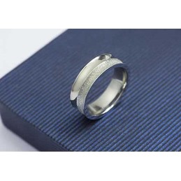 Brushed 6mm Titanium & Silver Ring