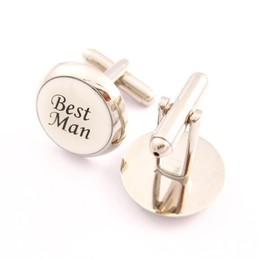 Best Man Titanium and Black IP Plated Round Cufflinks C-757