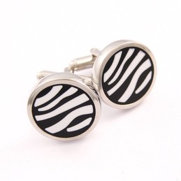 Titanium Zebras Round Cufflinks C-766
