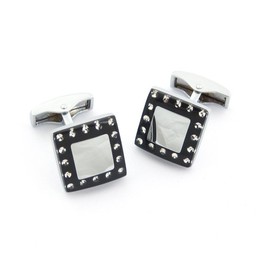 Titanium and Black IP Plated Cufflinks with Diamonds C-1179