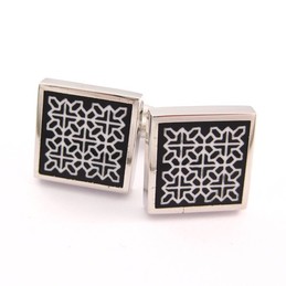 Classical Titanium Auspicious Flower Cufflinks C-762