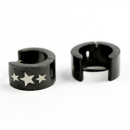 Black Titanium Pentagram Earrings