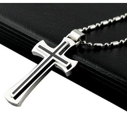 Titanium Steel Men's Pendants And Necklace Cross 01
