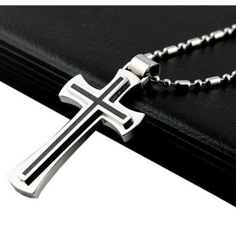 Titanium Steel Men's Pendants And Necklace Cross 01
