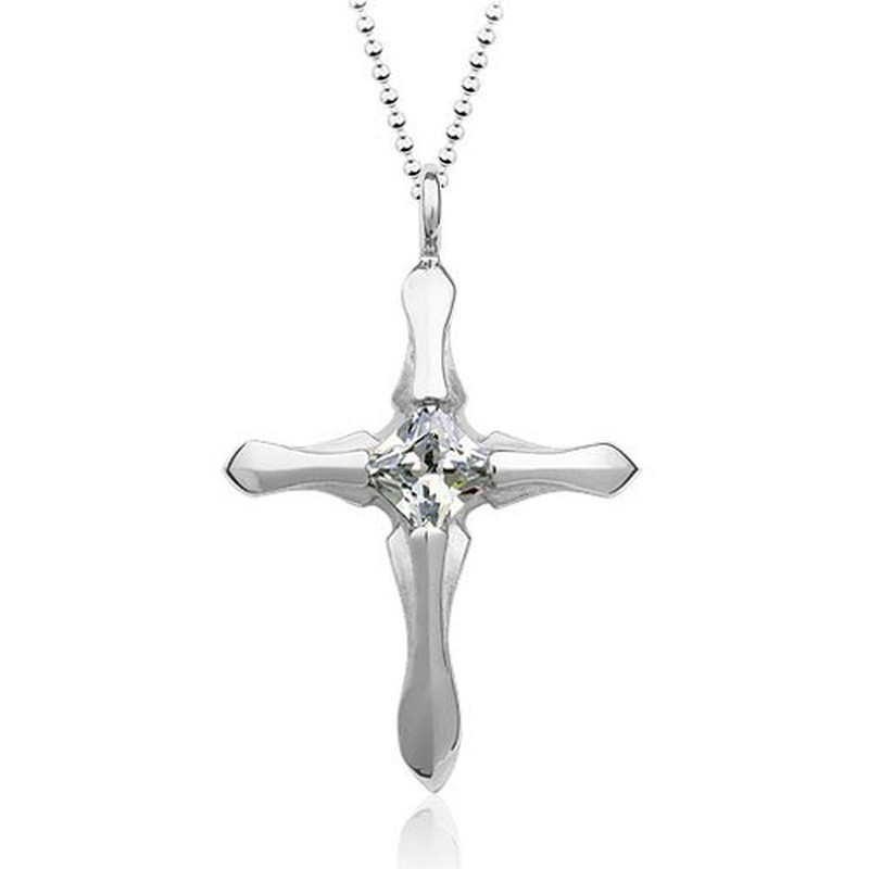 Stylish Mens Titanium Cross Pendant - Free Chain