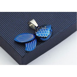 Blue Goldfish Titanium Pendant - Free Chain