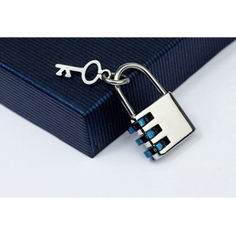 Fashion Mens Coded Lock and Key Titanium Pendant - Free Chain
