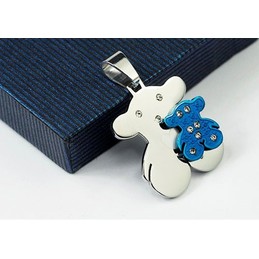 Sweetheart Blue and Silver TOUS Titanium Pendant - Free Chain