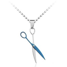 Blue Scissor Fashion Titanium Pendant - Free Chain