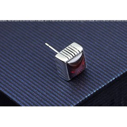 Beautiful Dark Red Square Titanium Earrings