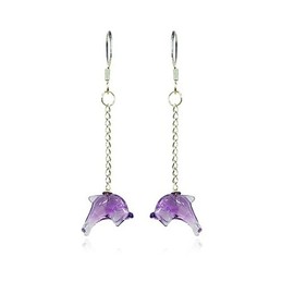Purple Dolphin-shaped Titanium Earrings